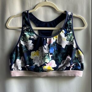 Old Navy Active Floral Racerback Sports Bra XXL | Medium Support Go-Dry